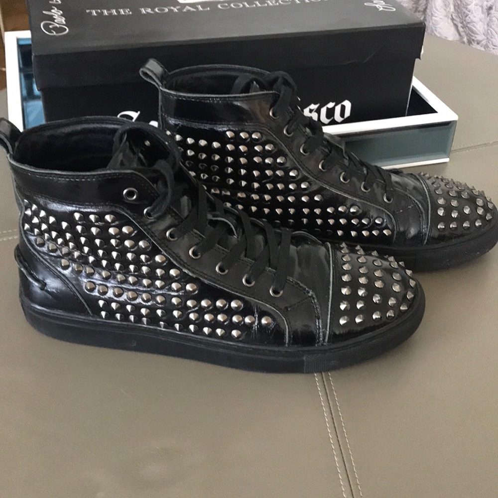 Paolo Men’s Patent Leather Studded Shoes